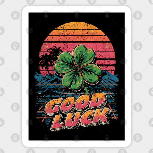 Four Leaf Clover with Sunset Gradient Sticker by TuncGK